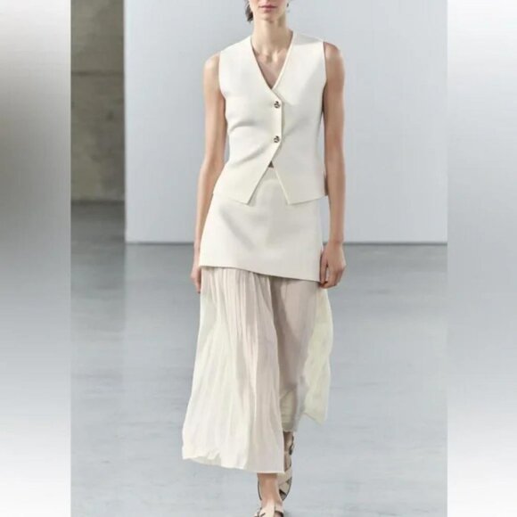 ZARA MIXED PLEATED KNIT SKIRT - Picture 2 of 6